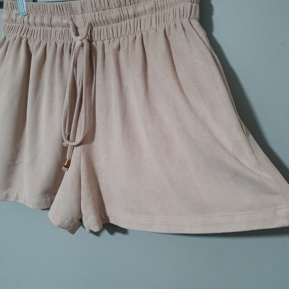 BISHOP + YOUNG Suede Like Lounge Shorts Drawstring Blush Women's Size M - Picture 3 of 9
